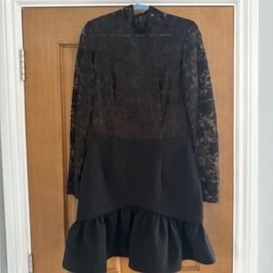 NADINE MERABI Black Lace Long Sleeve Dress